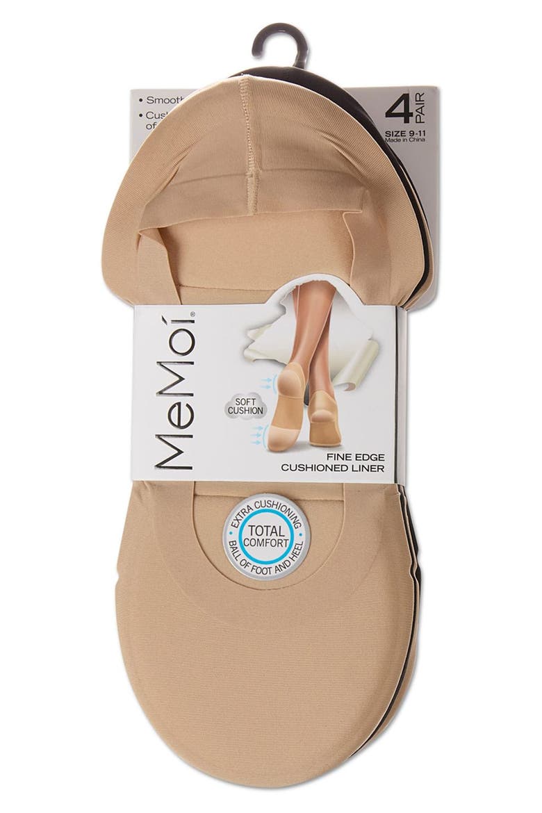 Assorted 4-Pack Cushioned Liner Socks, Alternate, color, NUDE-BLACK