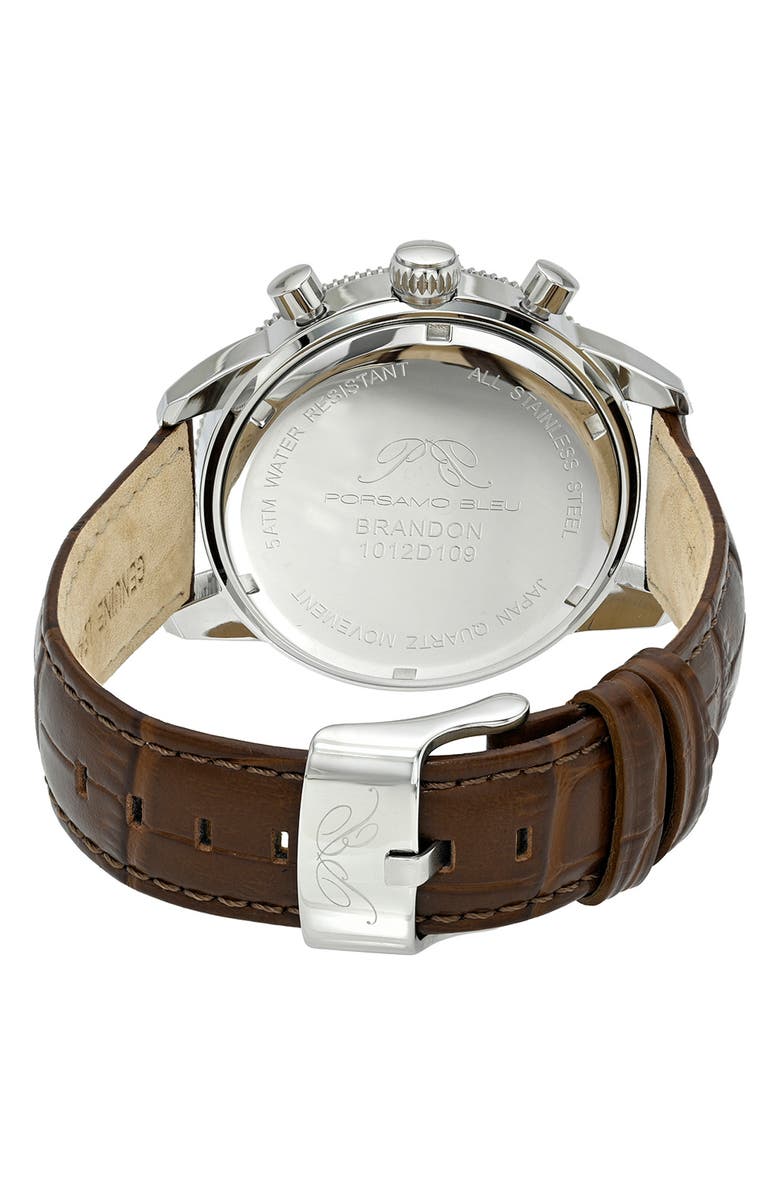 PORSAMO BLEU Brandon Chronograph Mesh Strap Watch, 44mm, Alternate, color, Brown/Silver