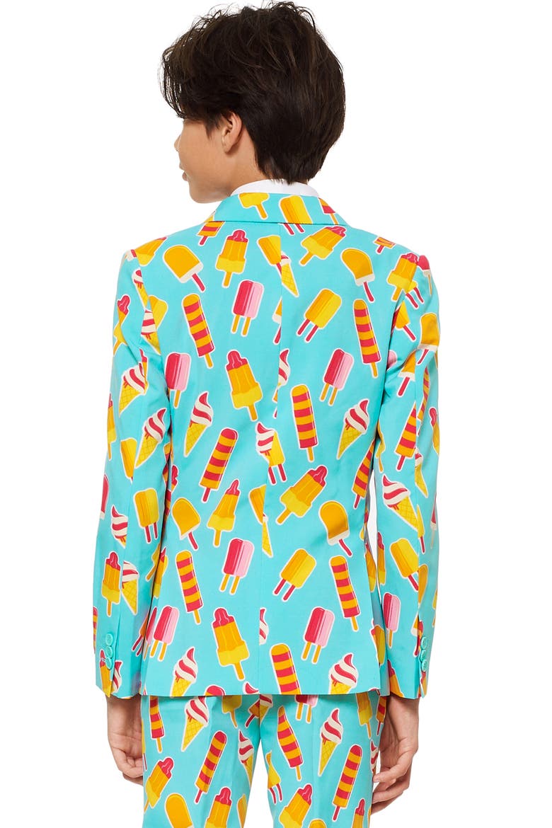 Cool Cones Two-Piece Suit with Tie, Alternate, color, BLUE/ GREEN