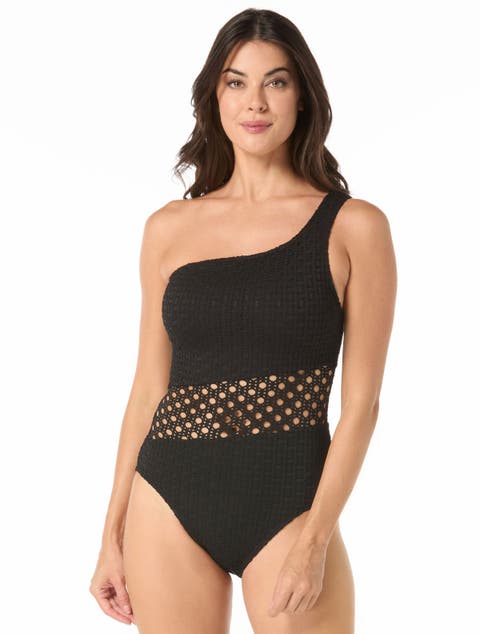 Crochet One Shoulder One-Piece Swimsuit