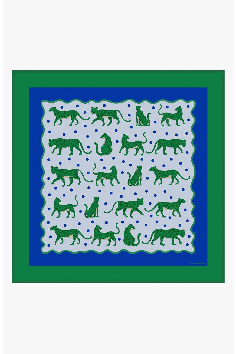 Emerald Safari Double Sided Silk Scarf, Main, color, Green