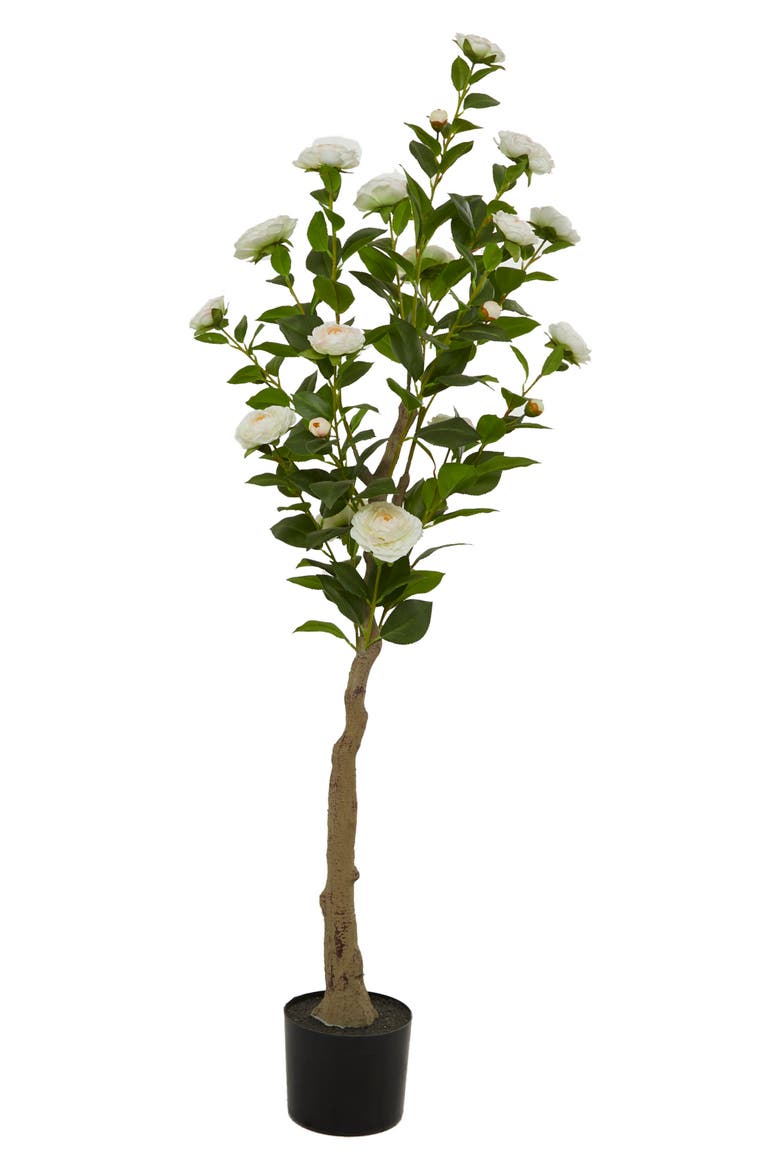 Green Faux Foliage Potted Artificial Tree, Alternate, color, GREEN