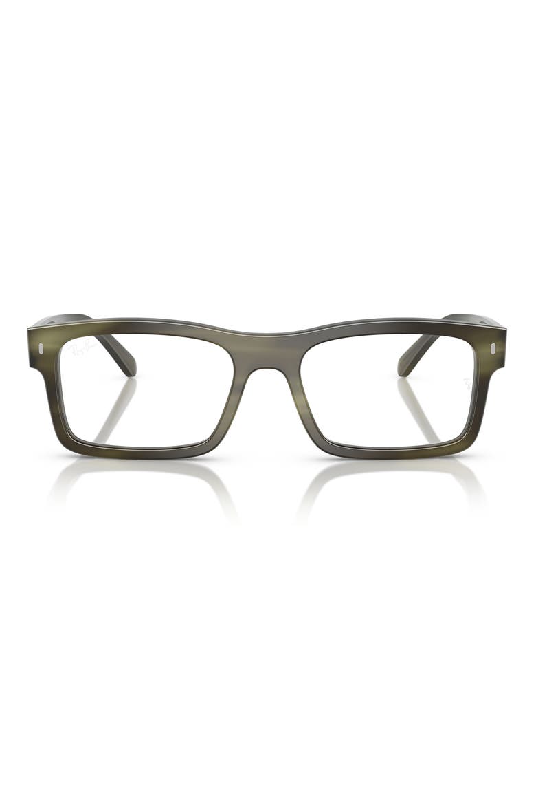 54mm Rectangular Optical Glasses, Main, color, GREEN HAVANA