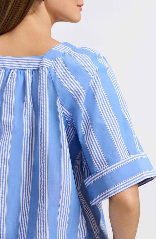 Foxcroft Violet Stripe Cotton Top In Blue Multi