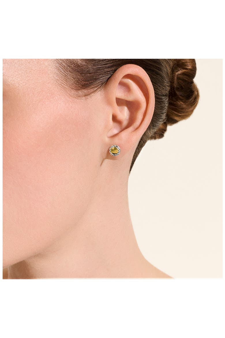 JH Essential Stud Earrings, Gold, Sterling Silver, 7mm, Alternate, color, SILVER/GOLD