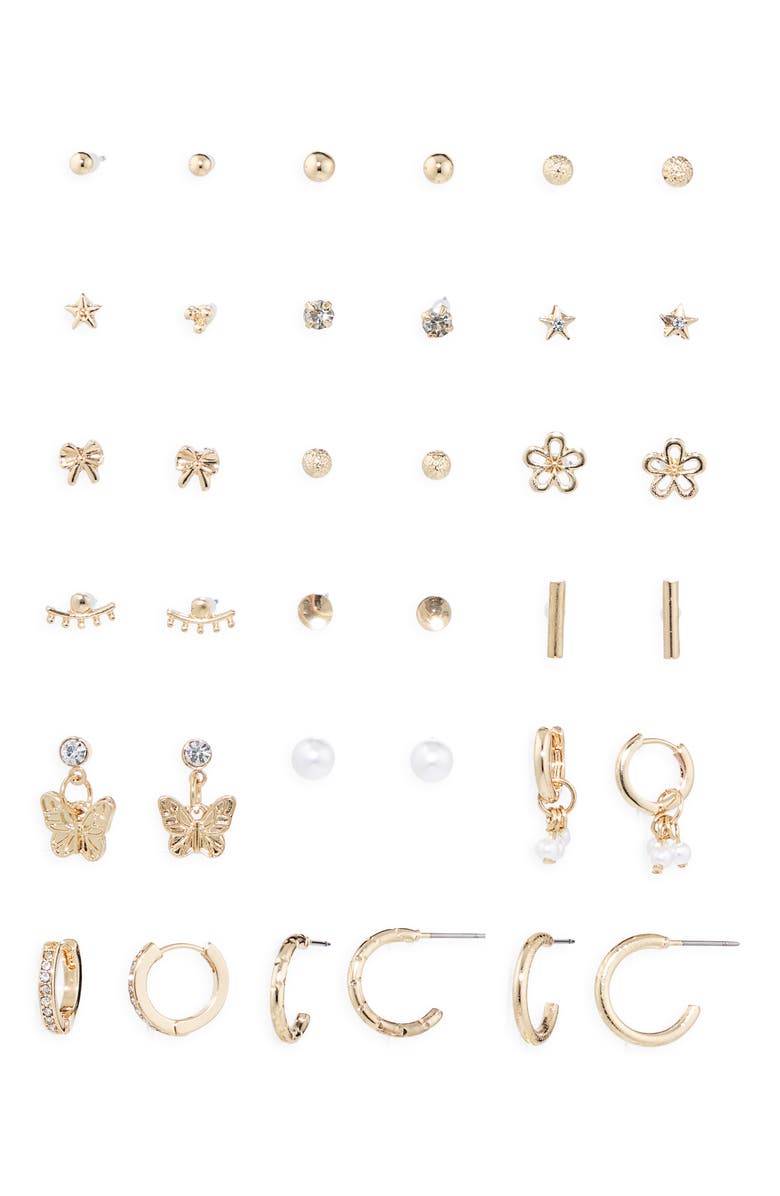 BP. Set of 18 Earrings, Main, color, Ivory- Gold