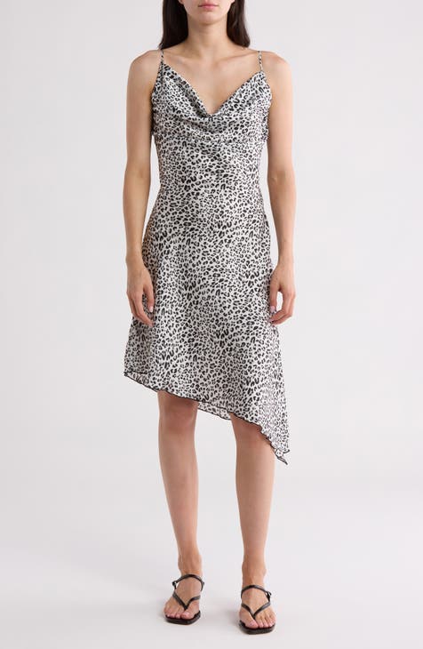 Zebra Print Faux Wrap Midi Slipdress