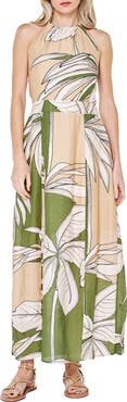 CIEBON Charlotte Print Halter Maxi Dress