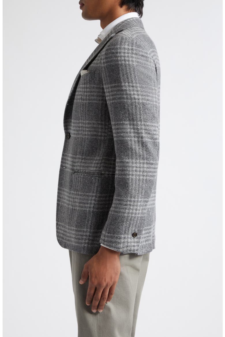 Plaid Cashmere & Silk Sport Coat, Alternate, color, 14 MED MELANGE GRAY