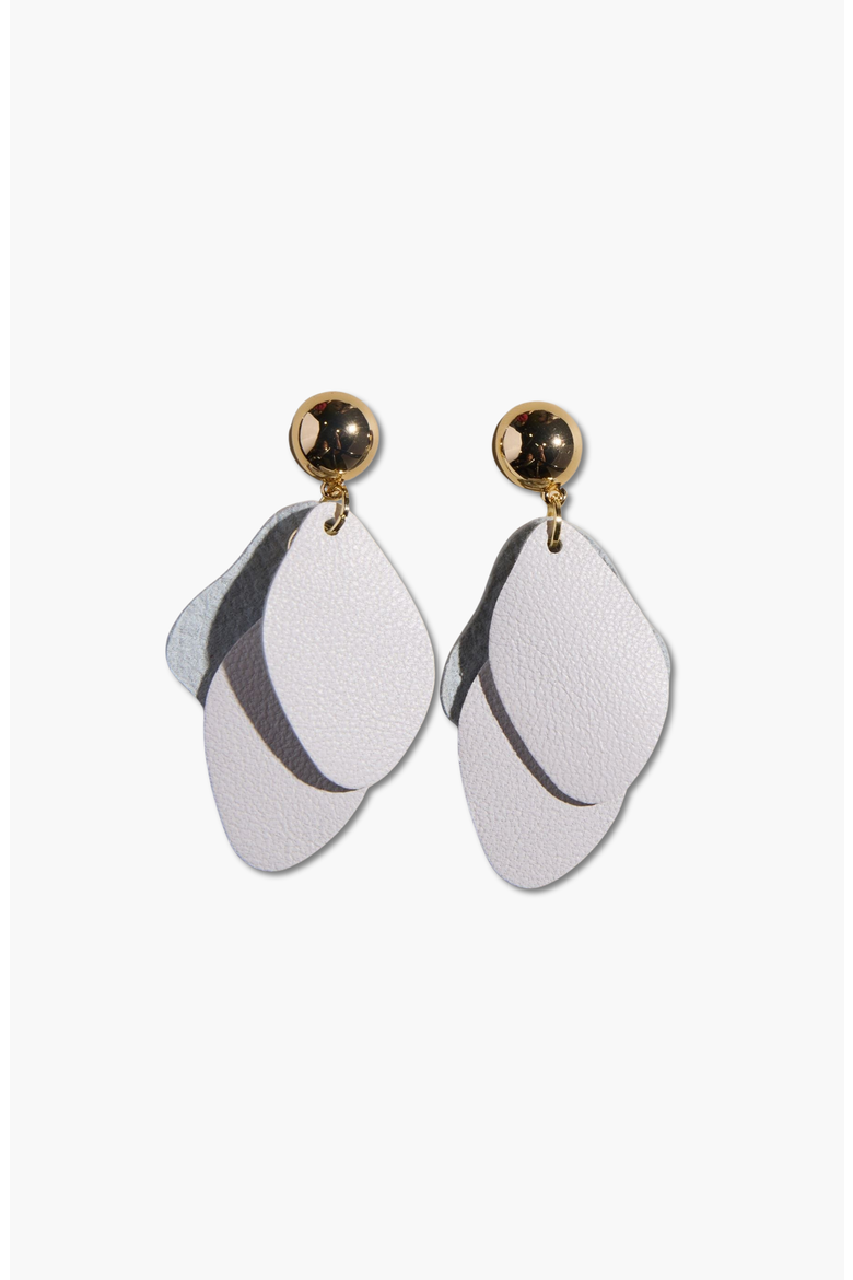 Weston Leather Earrings, Main, color, Cream / Silver