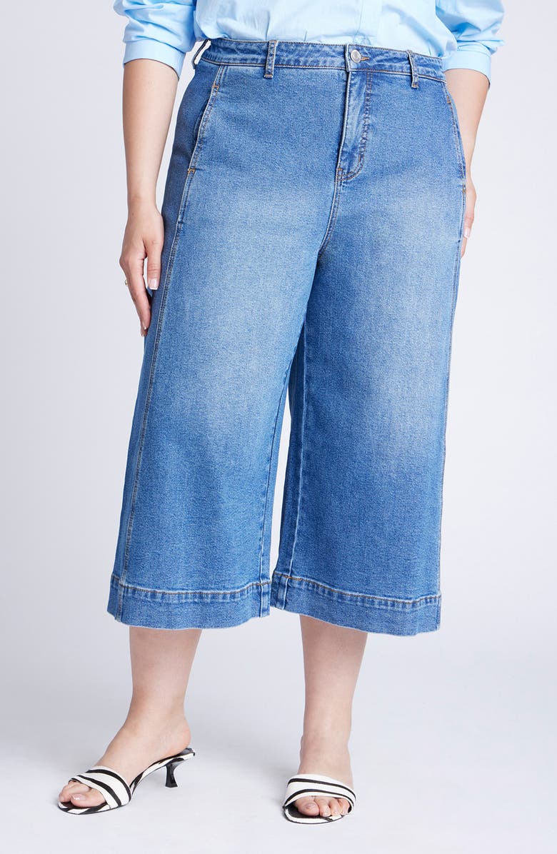 ELOQUII High Waist Culotte Jeans, Main, color, 