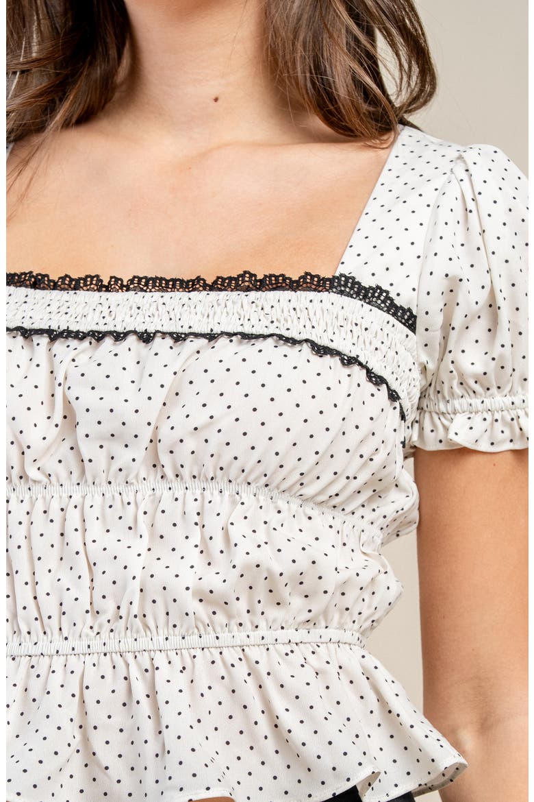 Square Neck Puff Sleeve Smocked Blouse, Alternate, color, WHITE