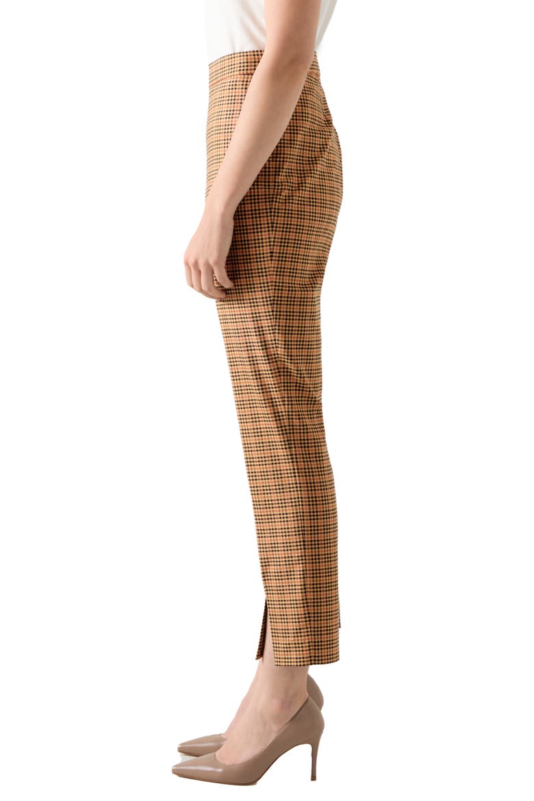 Amber Plaid Crop Pants, Alternate, color, BROWN