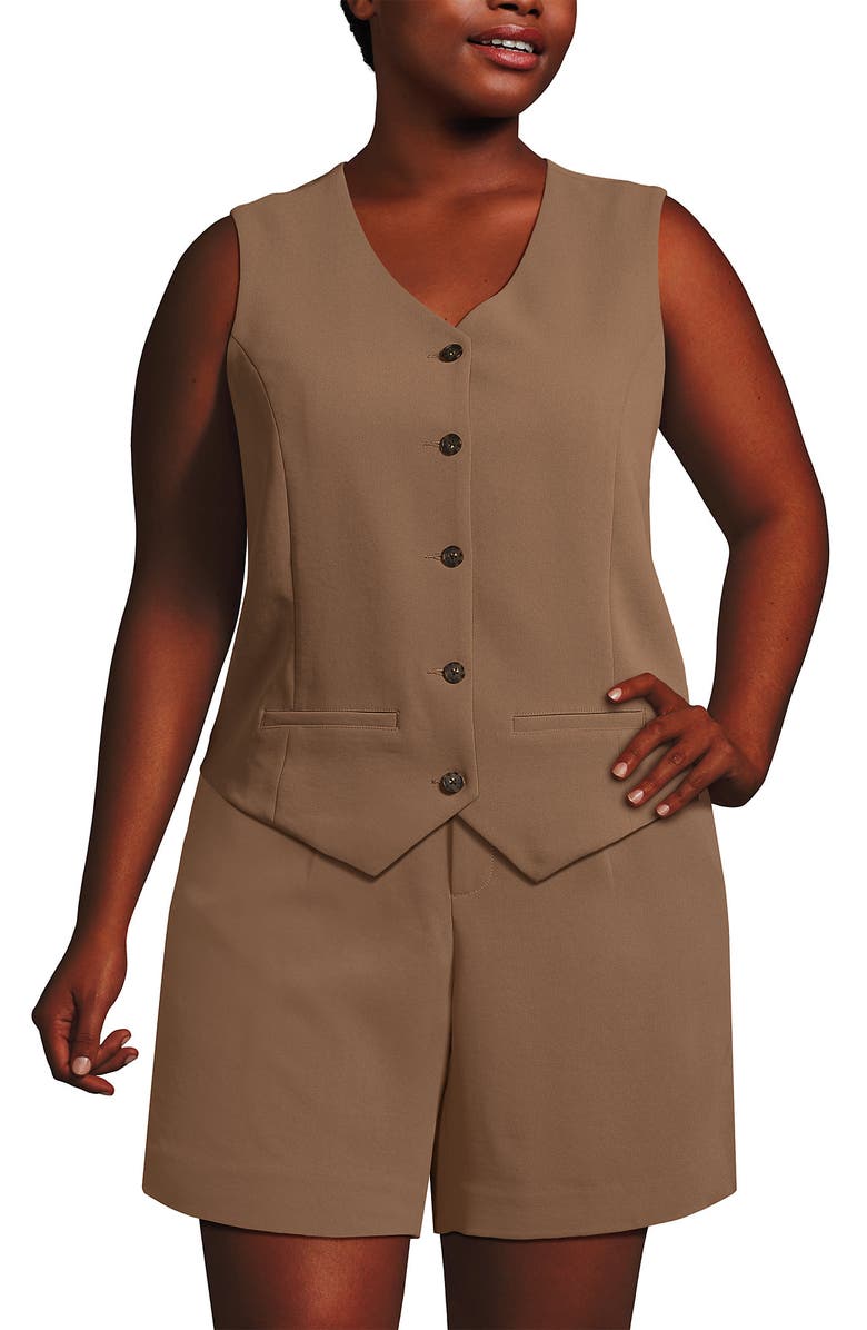 Lands' End Crepe Button Front Vest, Alternate, color, 