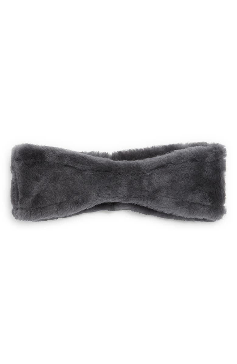 UGG<sup>®</sup> UGG Reversible Genuine Shearling Headband, Alternate, color, Charcoal