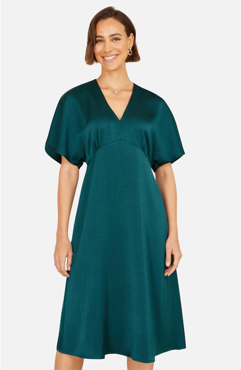 Yumi Satin Midi Dress, Main, color, Green