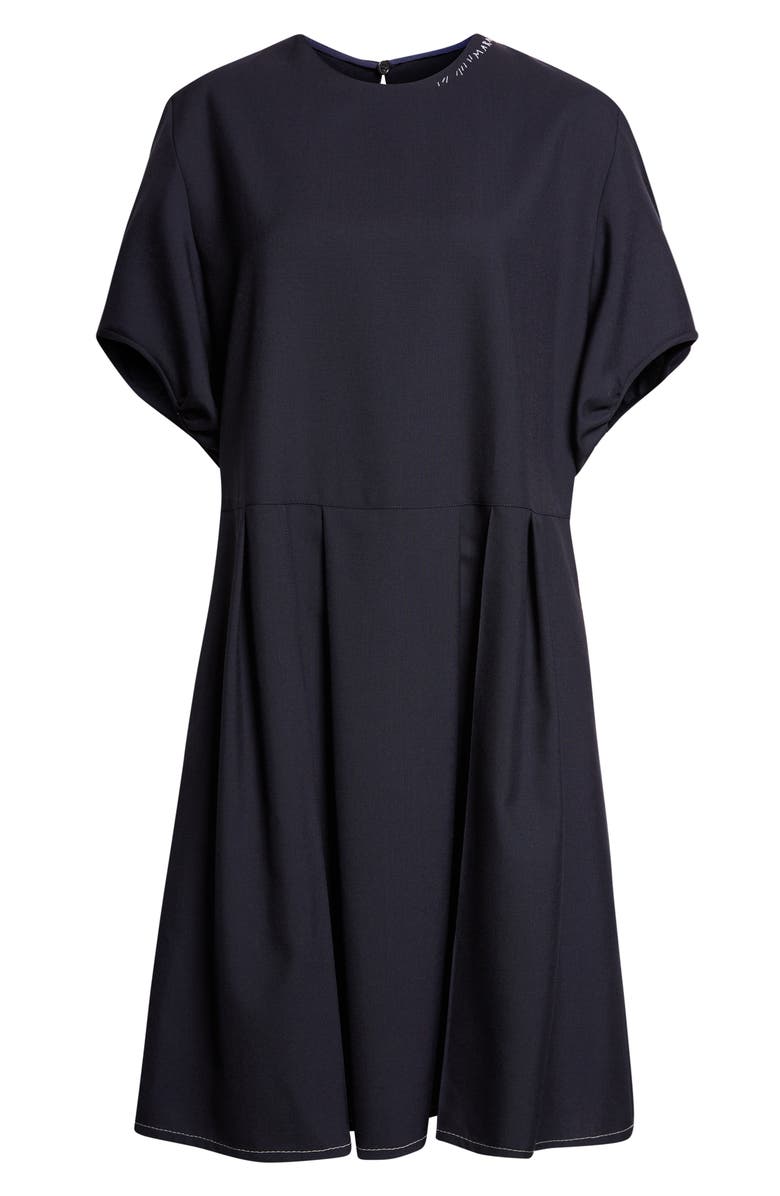 Marni Tropical Wool Pleated Puff Sleeve Dress, Alternate, color, 00B99blublack
