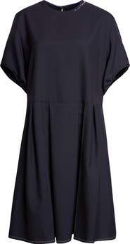 Marni Tropical Wool Pleated Puff Sleeve Dress
