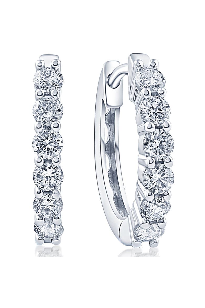 3/4Ct TW Lab Grown Diamond Hoops Silver 1/2" Tall, Main, color, Silver