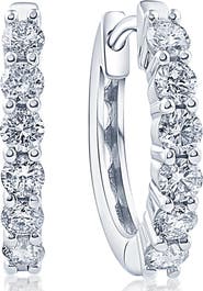 Bliss Diamond 3/4Ct TW Lab Grown Diamond Hoops Silver 1/2" Tall