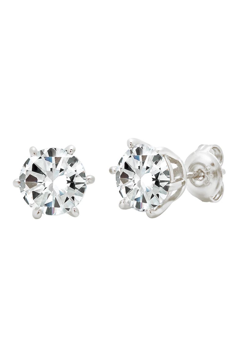 Cubic Zirconia Stud Earrings, Main, color, PLATINUM