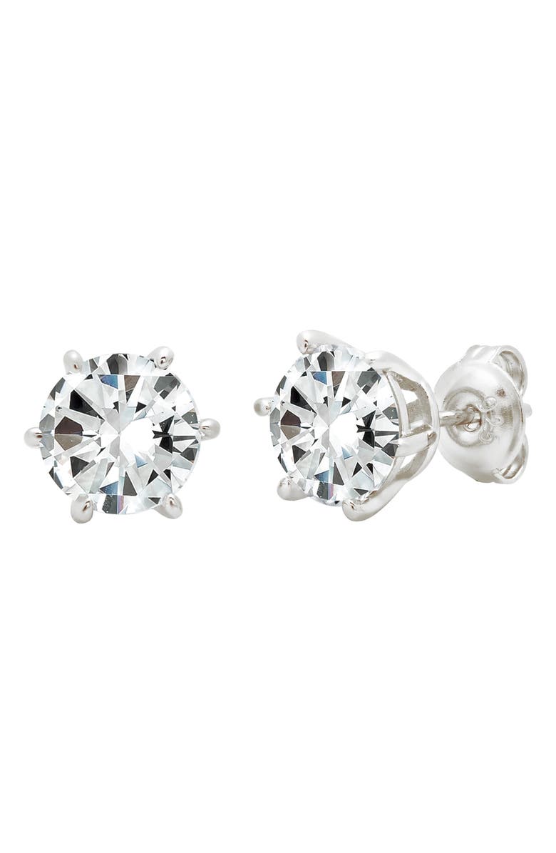 Crislu Cubic Zirconia Stud Earrings, Main, color, Platinum