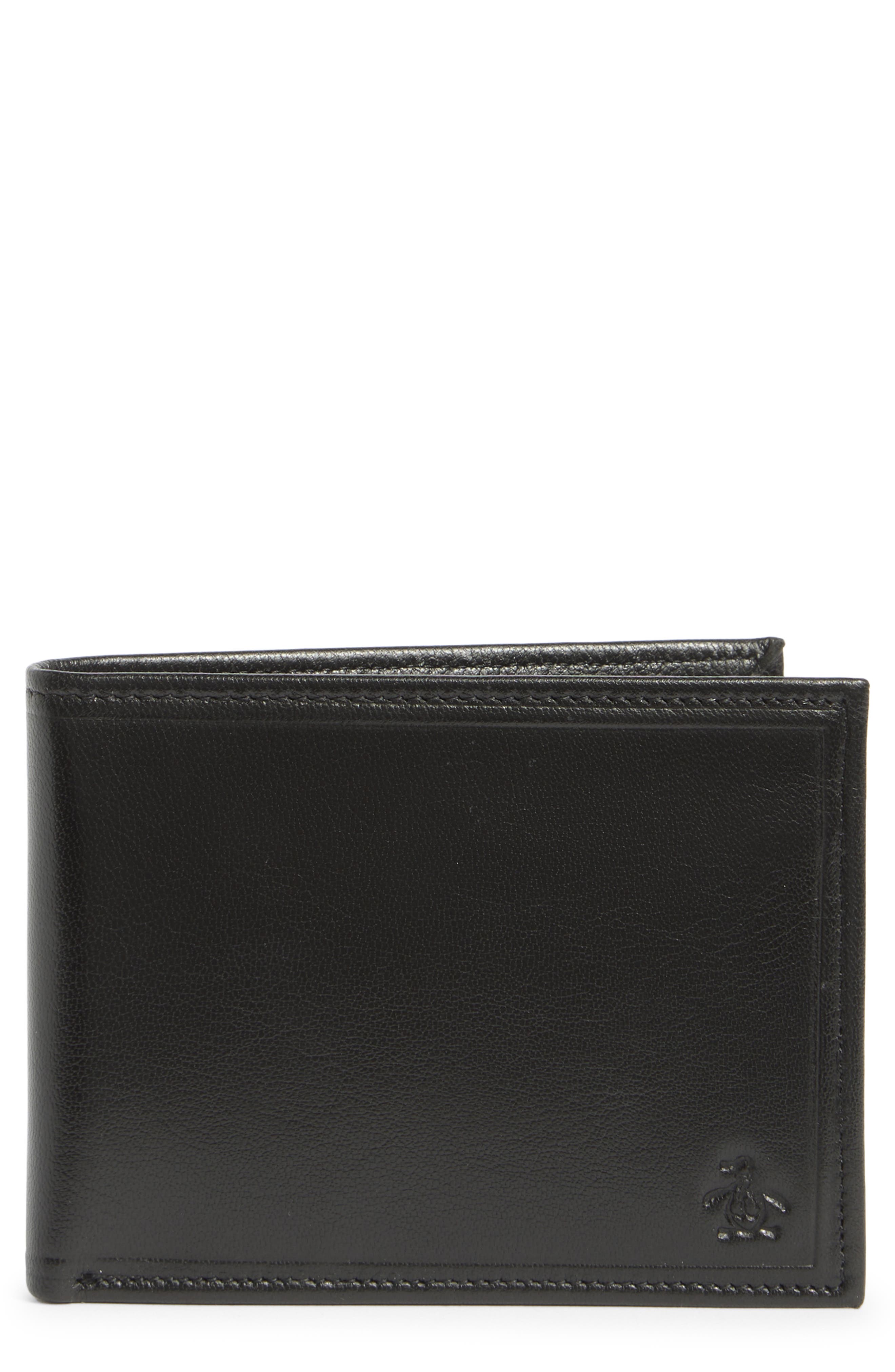 Original Penguin Stitch Crease Leather Bifold Wallet