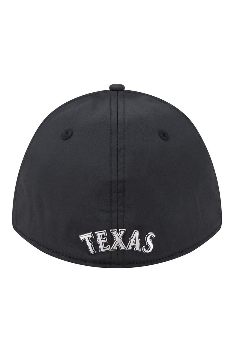Men's New Era  Black Texas Rangers Metallic 39THIRTY M-Crown Flex Hat, Alternate, color, Black