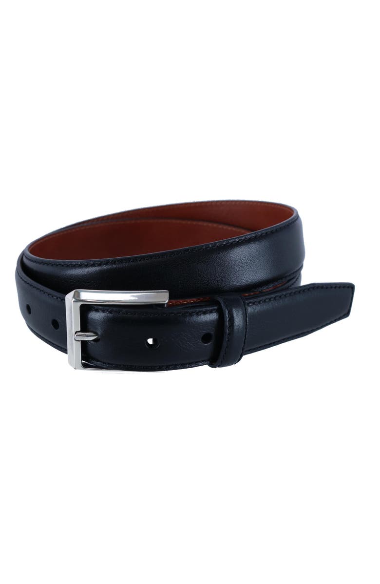 Trafalgar 30MM Pebble Grain Leather Belt with Silver Buckle, Main, color, 