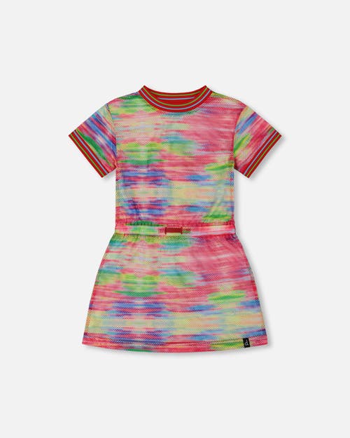 Deux Par Deux Little Girl's Short Sleeve Mesh Beach Dress Multicolored In Multicolored
