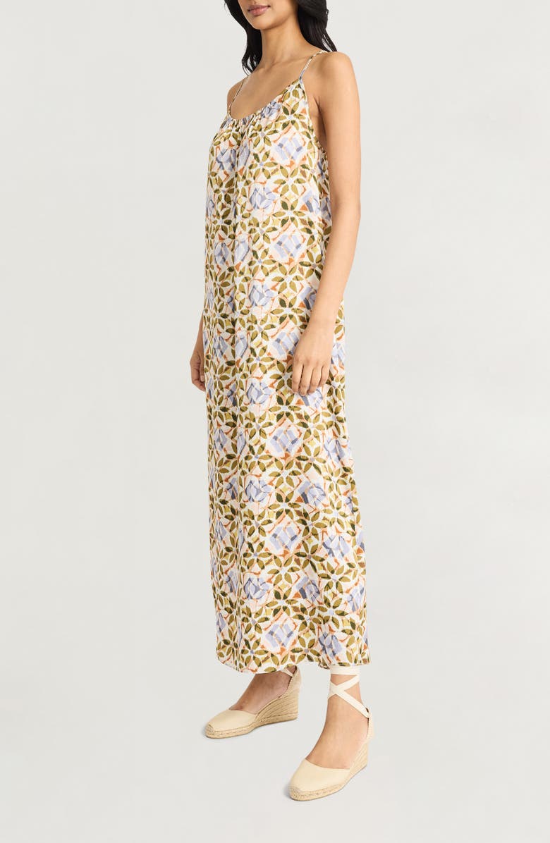 The Good Journey Gathered Racerback Maxi Sundress, Alternate, color, Olive/ Blue