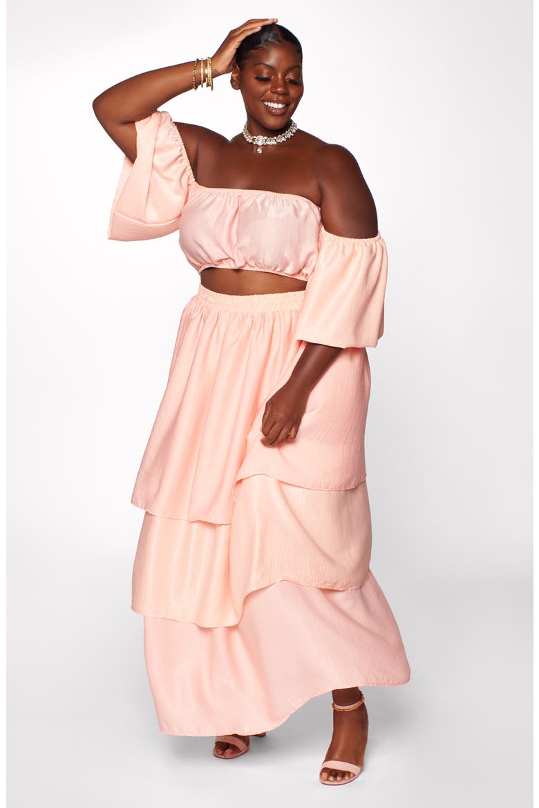 The Goddess Two-Piece Top and Skirt Set (Nordstrom Exclusive), Alternate, color, DUSTY PINK