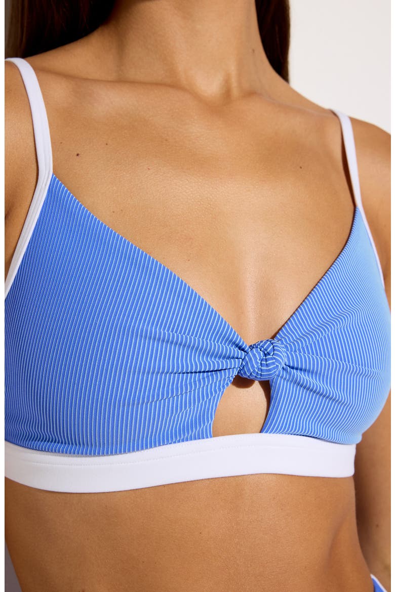 Unity Stripe Knotted Sports Bra, Alternate, color, ULTRA MARINE