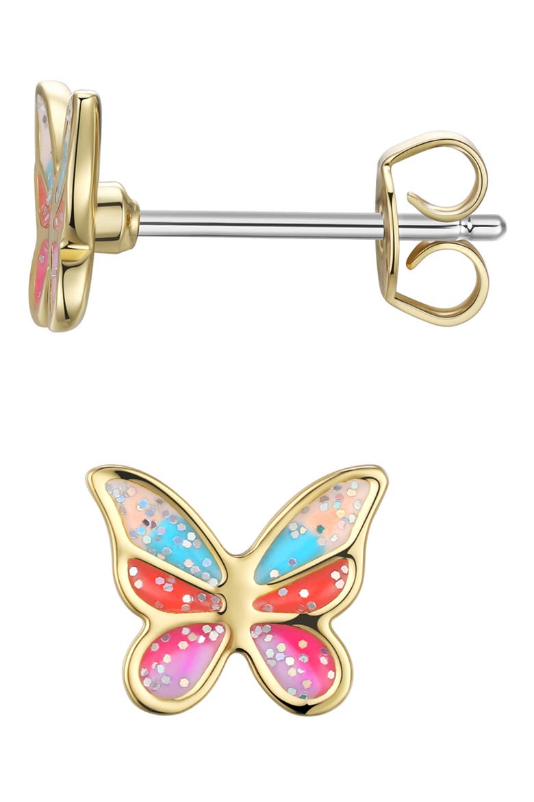Kids' Glitter Butterfly Necklace & Stud Earrings Set, Alternate, color, GOLD