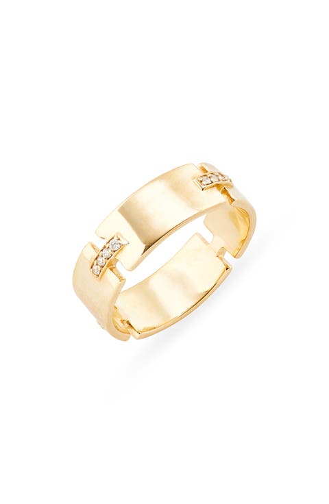 14K Yellow Gold Diamond Link Band Ring