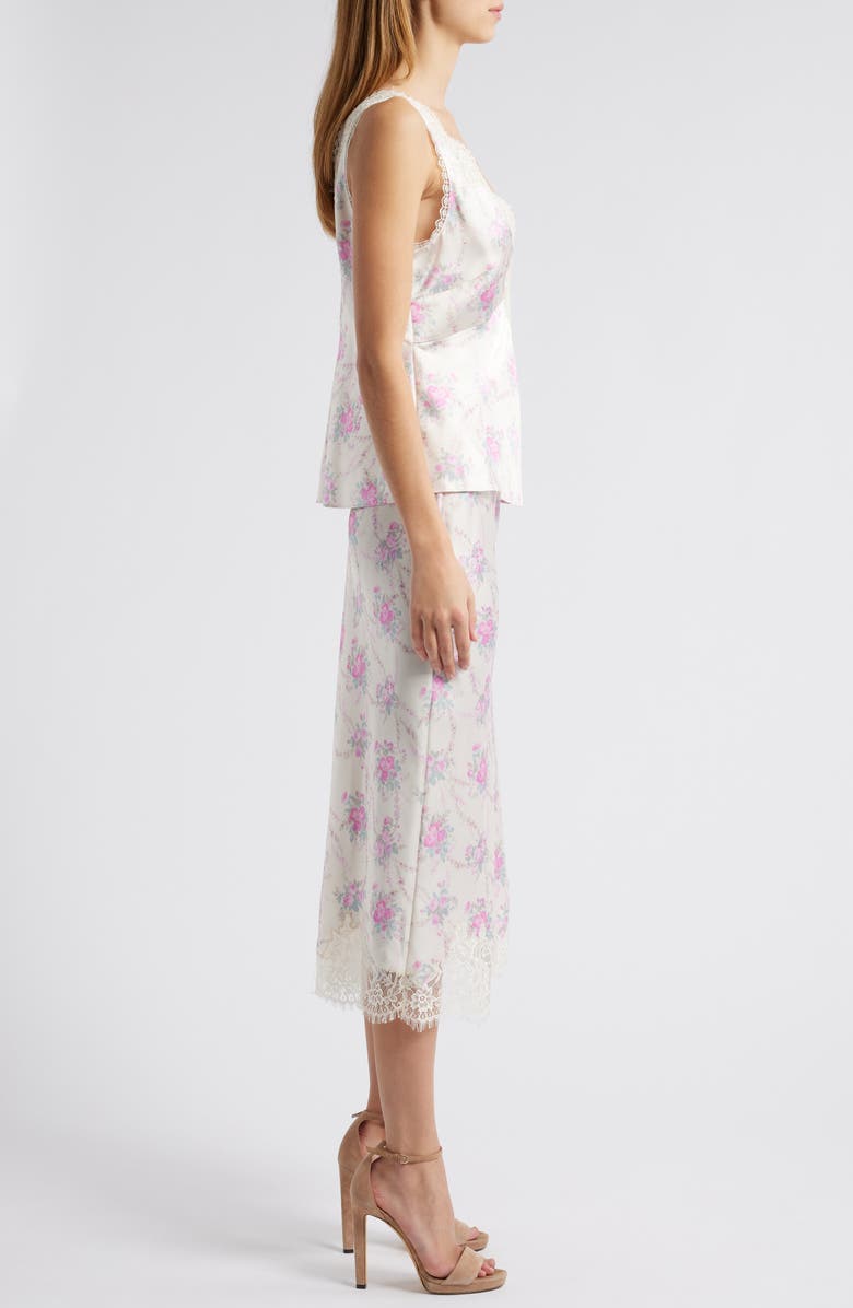 LoveShackFancy Adette Lace Trim Satin Tank, Alternate, color, 