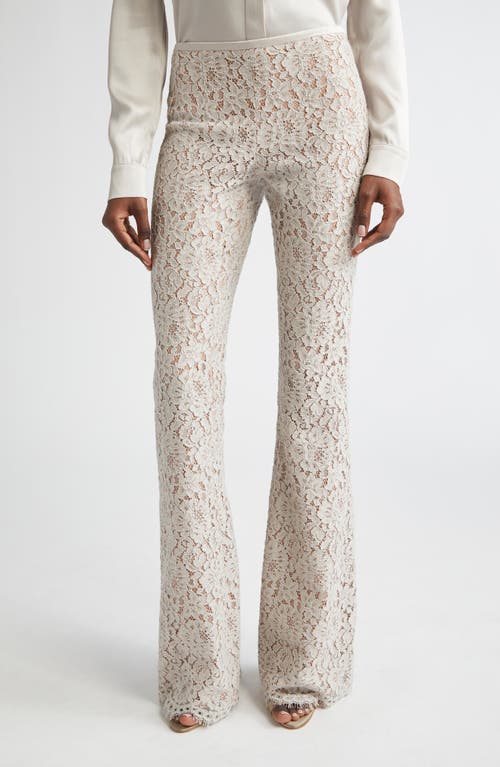 Michael Kors Collection Floral Lace Bootleg Pants In Neutral