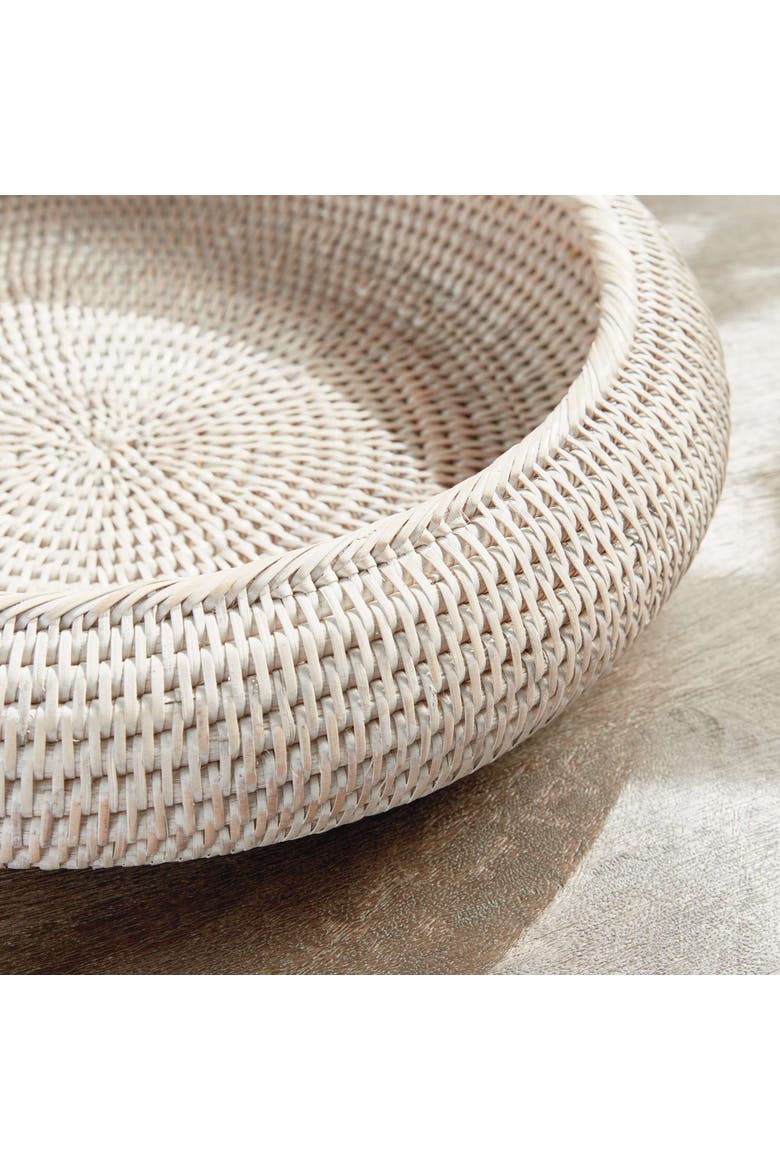 Burma Rattan Shallow Display Bowls Set Of 2, Alternate, color, White
