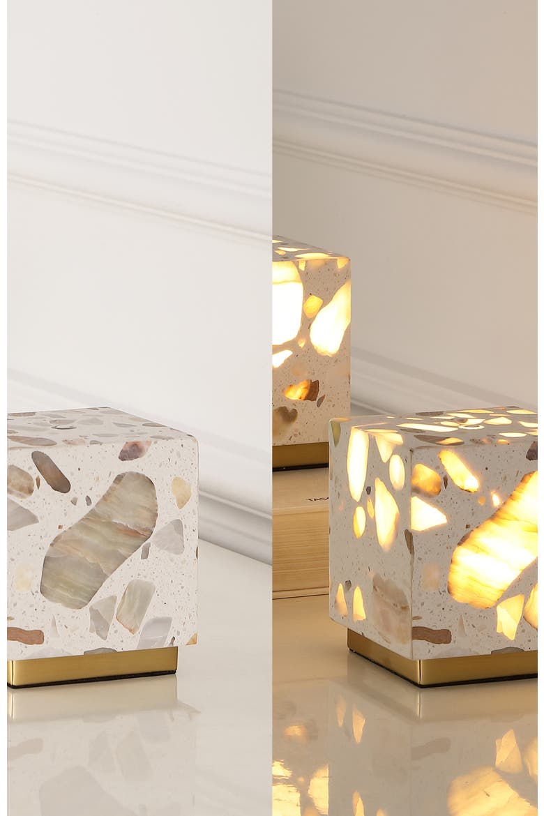 Lara Modern Glam Terrazzo Rechargeable/Cordless Dimmable Integrated LED Mini Table Lamp with Touch Sensor, Alternate, color, Multi-Color