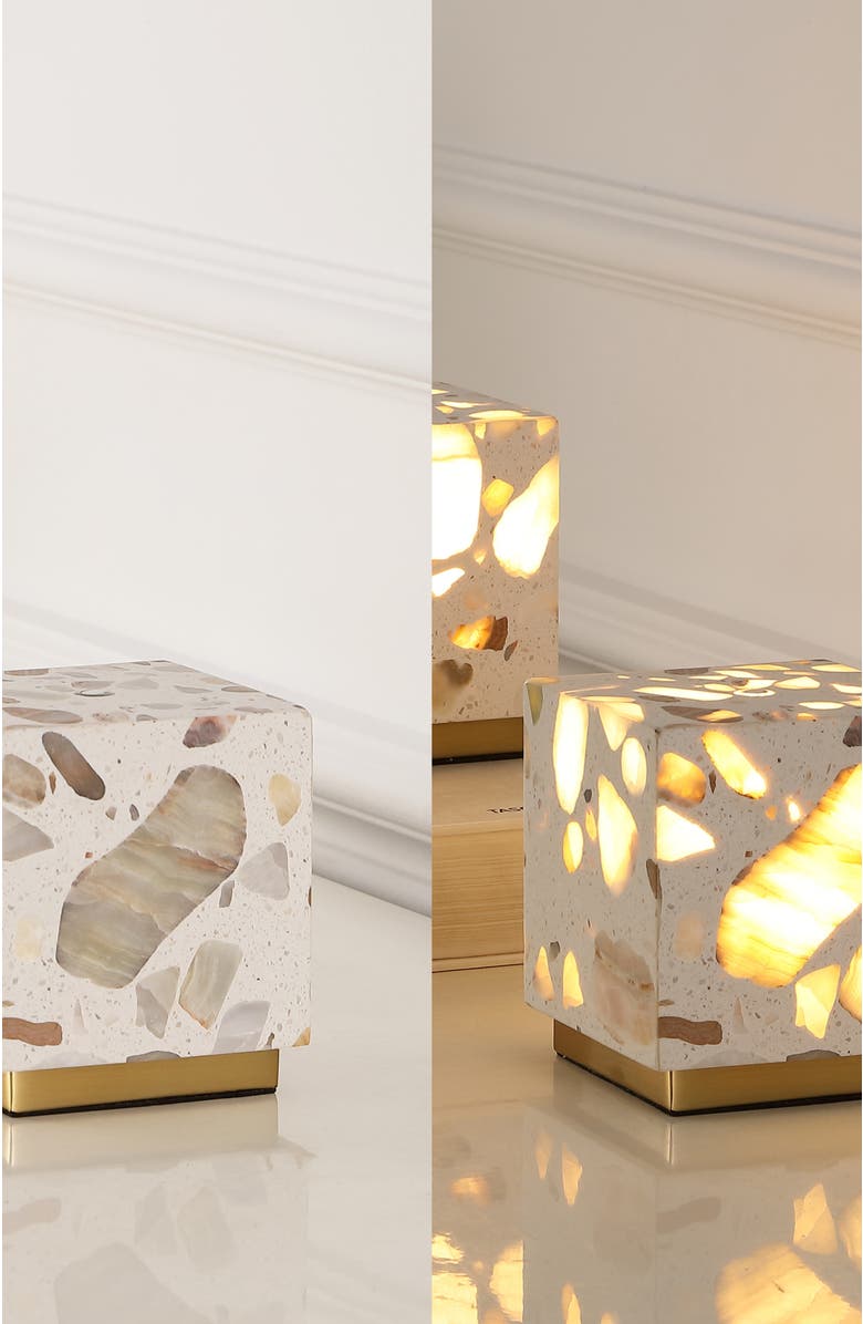 JONATHAN Y Lara Modern Glam Terrazzo Rechargeable/Cordless Dimmable Integrated LED Mini Table Lamp with Touch Sensor, Alternate, color, Multi-Color