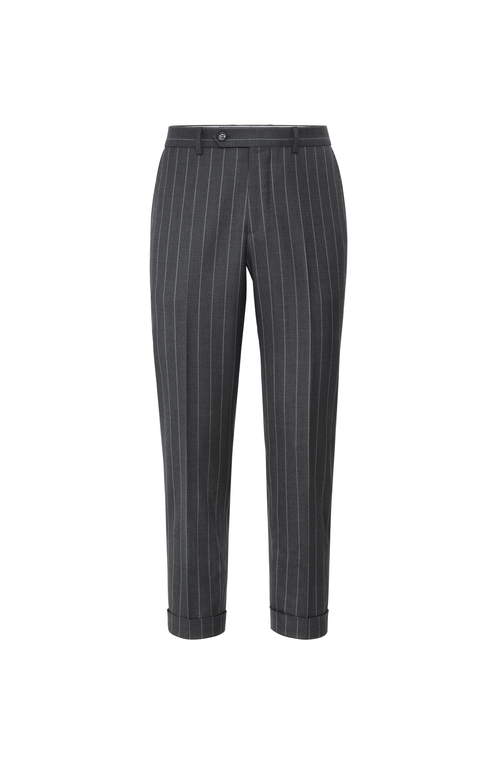 Brunello Cucinelli Wide Chalk Stripe Trousers In Gray