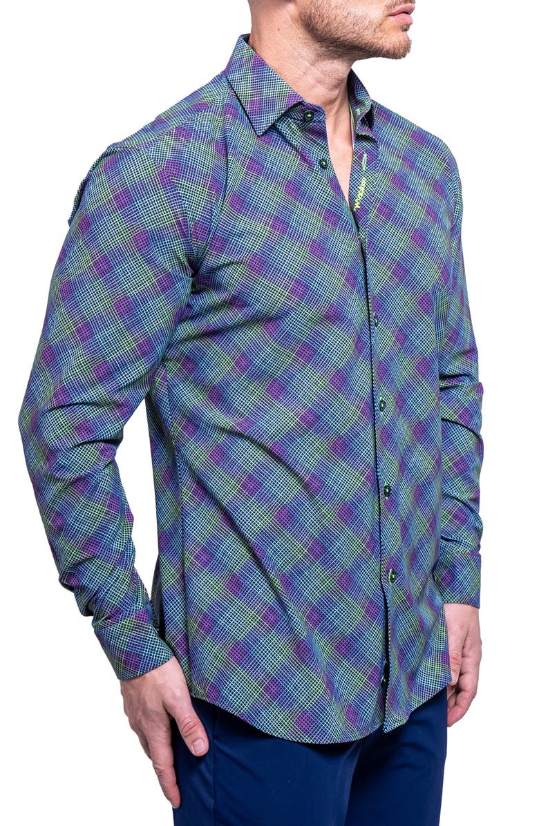 Maceoo Fibonacci Resistance Blue Contemporary Fit Cotton Button-Up Shirt, Alternate, color, 