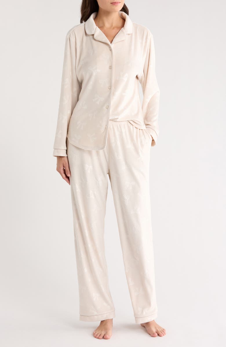 Flora By Flora Nikrooz Addie Velour Long Pajamas, Main, color, Sand