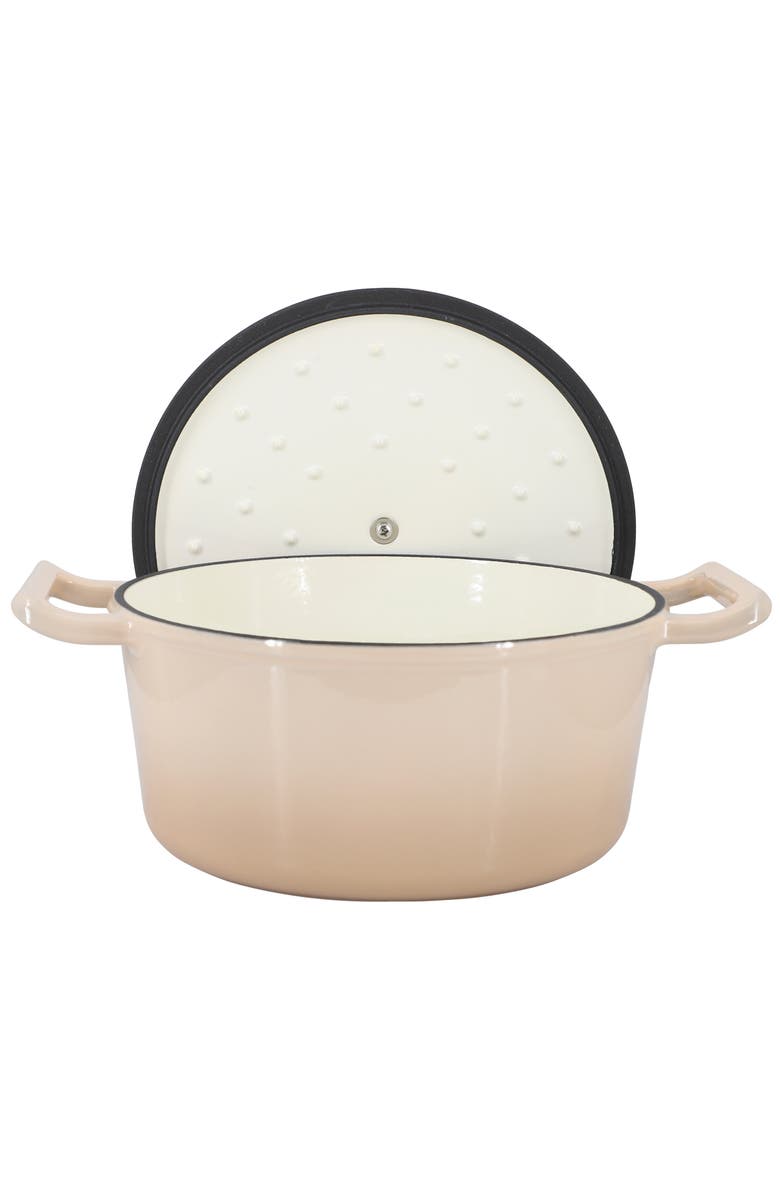 Megachef 5.3 Quarts Round Enameled Cast Iron Casserole with Self Basting Lid, Alternate, color, Peanut Butter