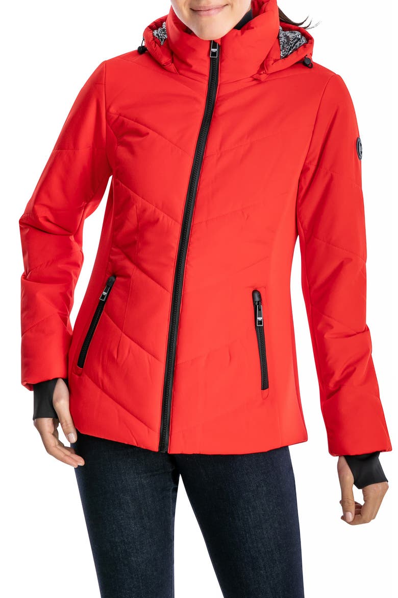 Short Puffer Jacket, Main, color, RED