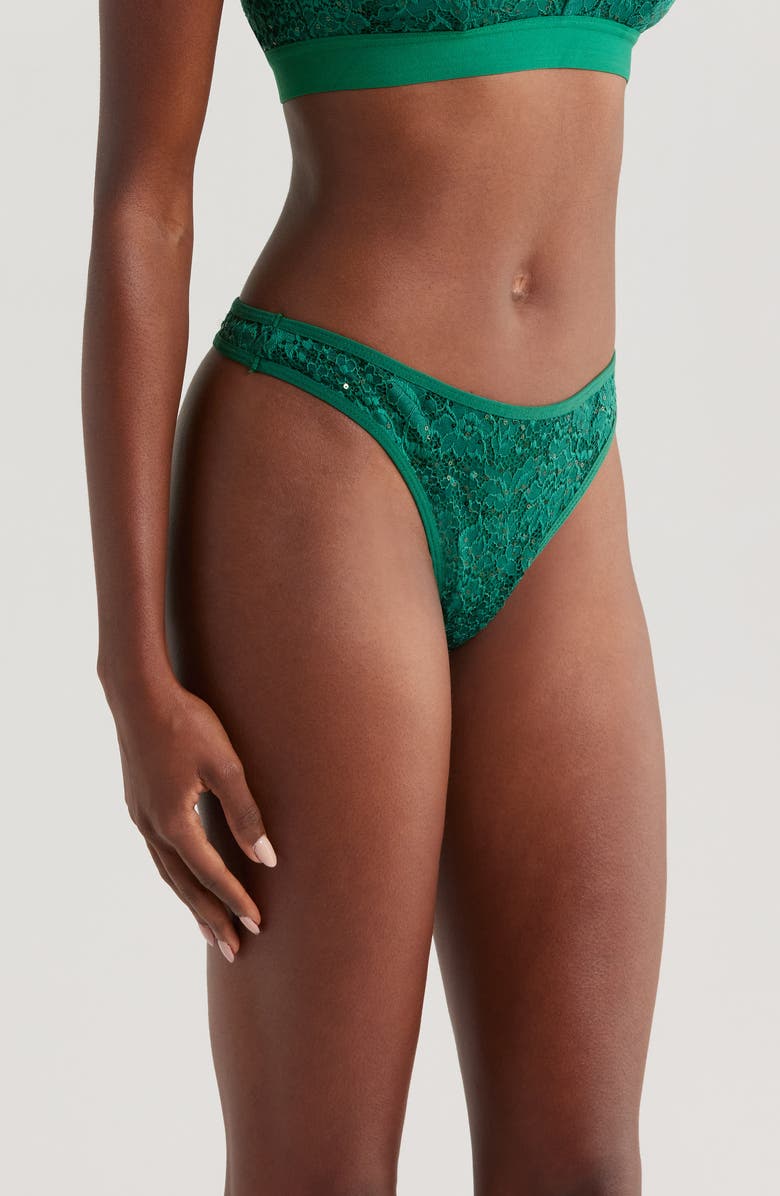 KILO BRAVA Lace Thong, Alternate, color, Emerald