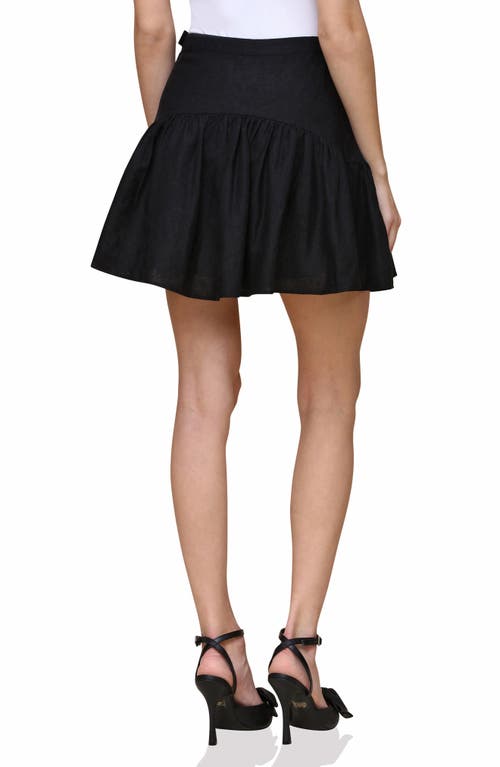 Shop Avec Les Filles Linen Blend Skirt In Black