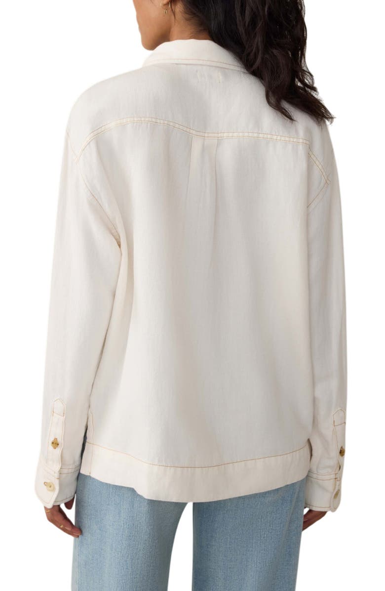 Faherty Sail Away Organic Cotton & Linen Denim Top, Alternate, color, Egret