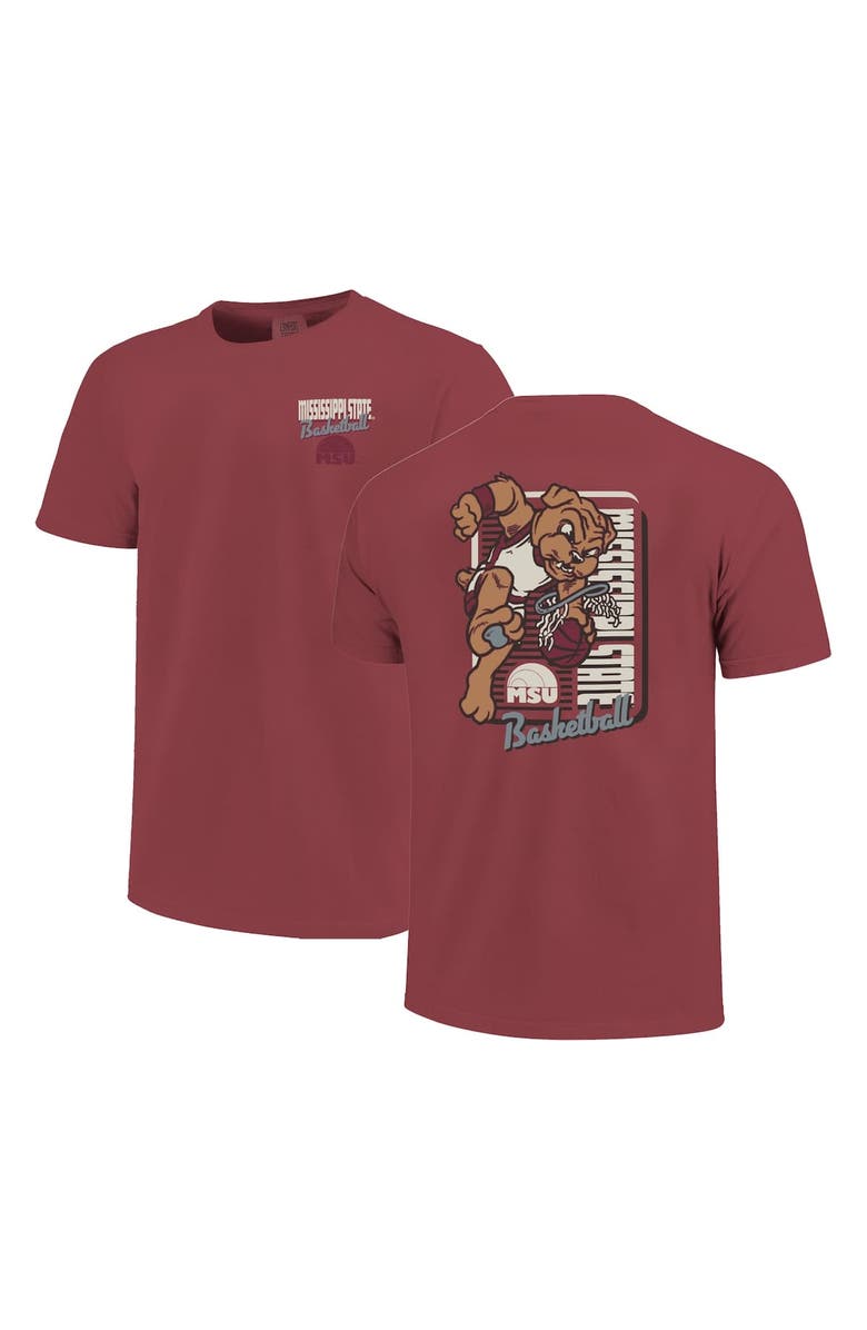 IMAGE ONE Men's Maroon Mississippi State Bulldogs Comfort Colors Mascot Dunk T-Shirt, Main, color, Maroon