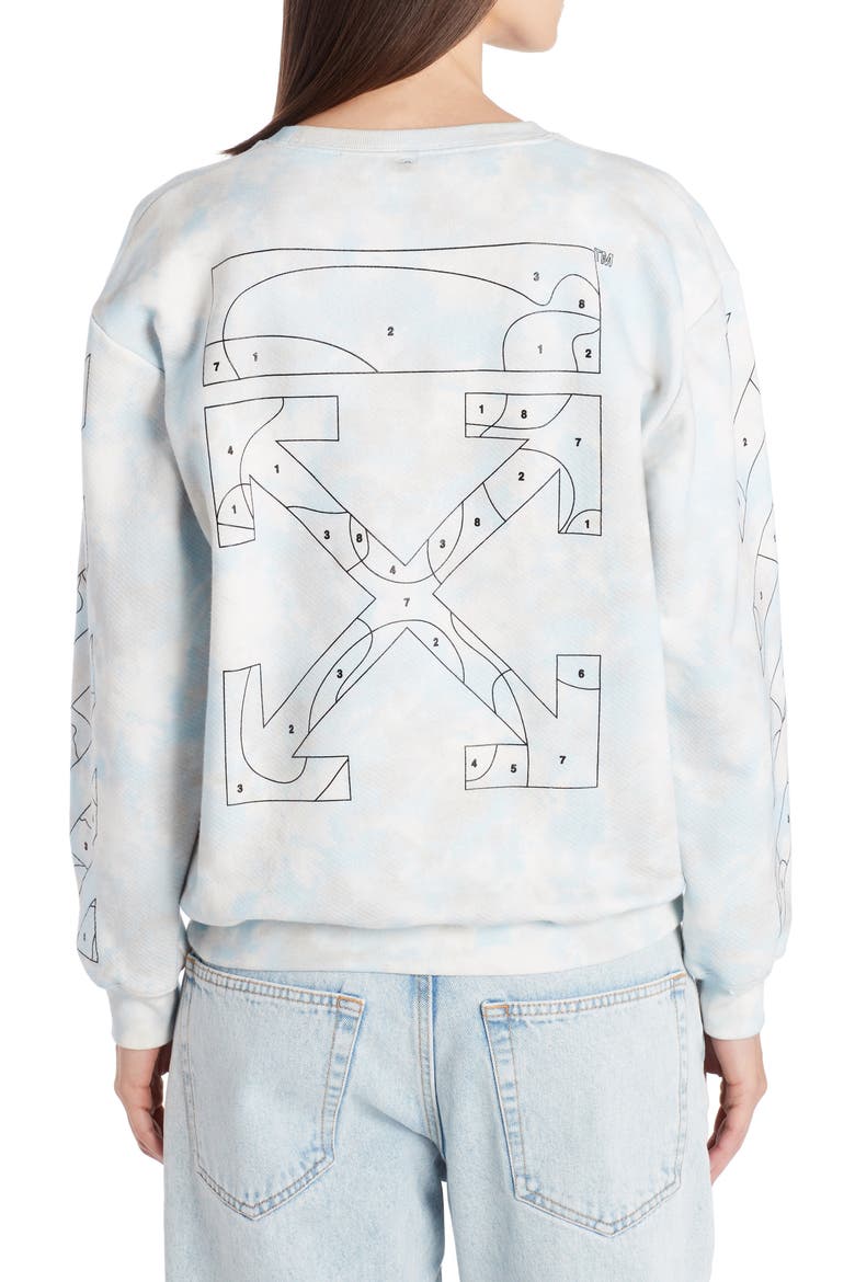 Color By Numbers Tie Dye Sweatshirt, Alternate, color, LIGHT BLUE BLACK